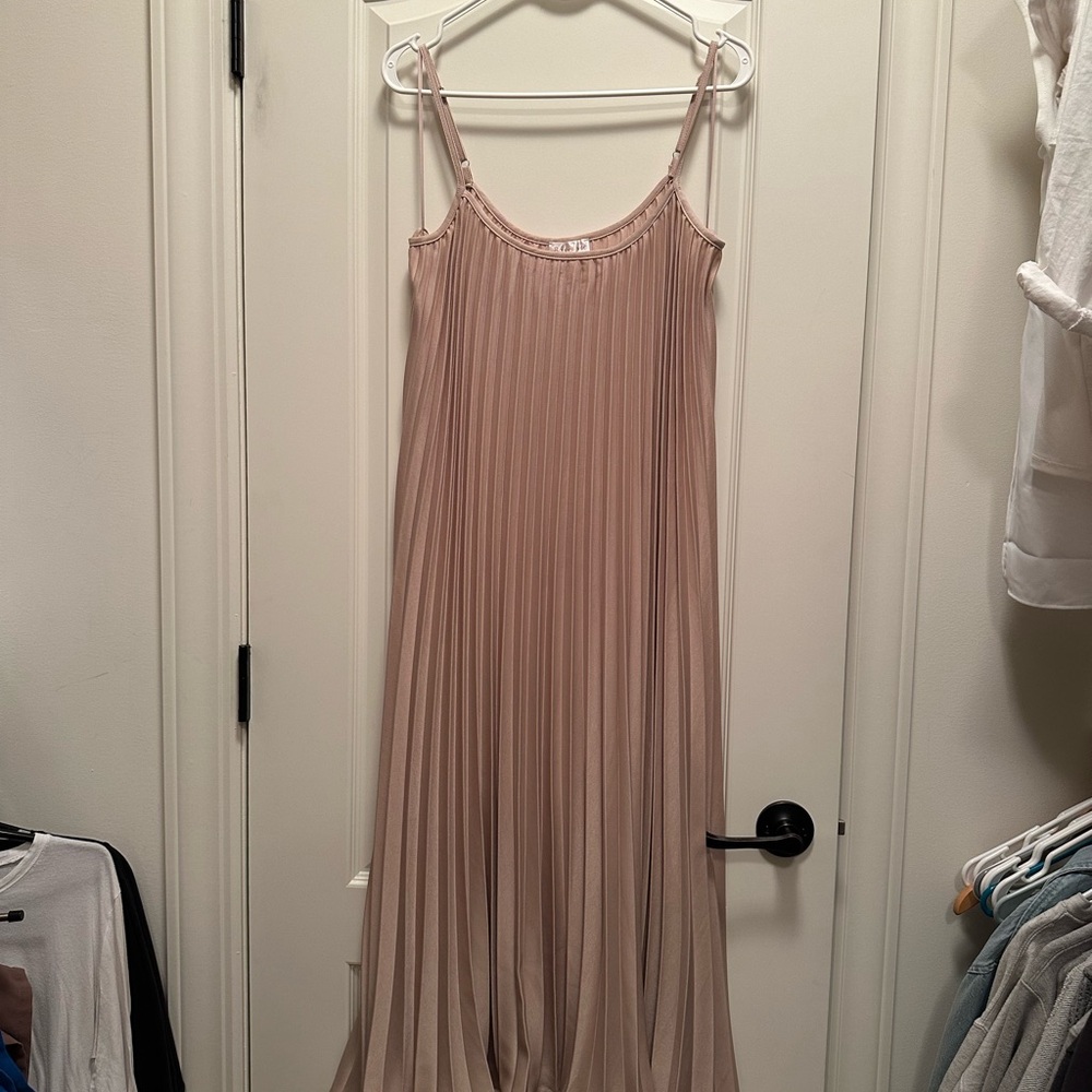 Pink Blush champagne Pleated Dress